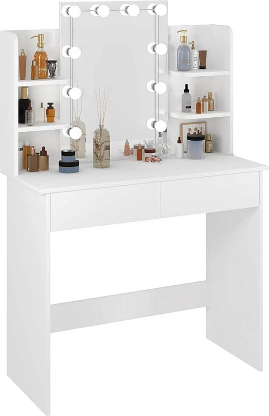 Pronetspace Product Image - Coiffeuse blanche avec miroir + 12 LED / BETI7