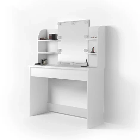 Pronetspace Product Image - Coiffeuse blanche avec miroir + 12 LED / BETI7