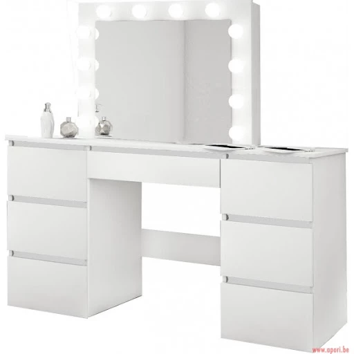 Pronetspace Product Image - Coiffeuse blanche avec miroir + 12 LED / BETI7
