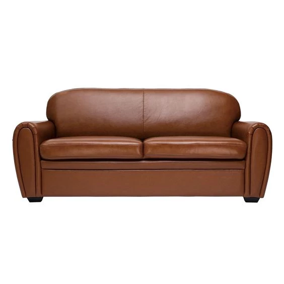 Pronetspace Product Image - Canapé Vintage 3 Places Cuir Et Bois Club