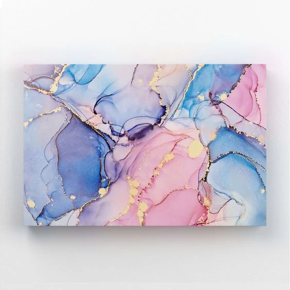 Pronetspace Product Image - Tableau Abstrait Rose Bleu Or