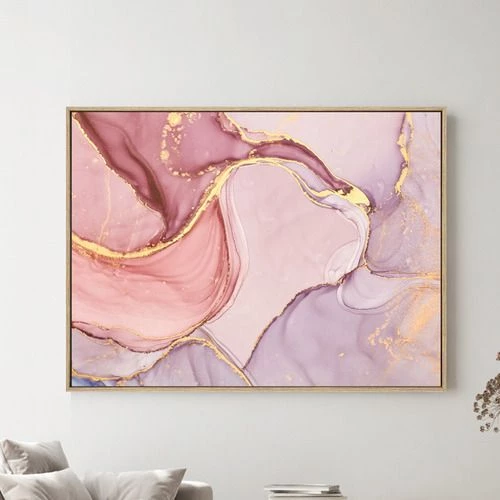Pronetspace Product Image - Tableau Abstrait Rose Bleu Or