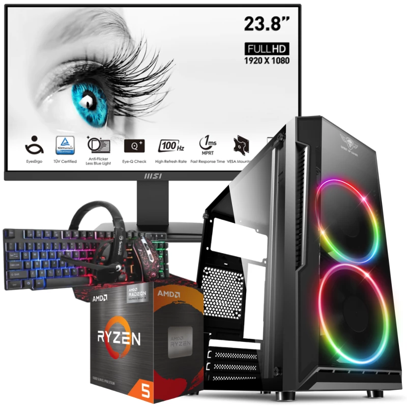 Pronetspace Product Image - SETUP GAMER SPECIAL PC DE BUREAU GAMING / RYZEN 5 5600G / VEGA 7 / 16 GO AVEC ÉCRAN MSI 21.5
