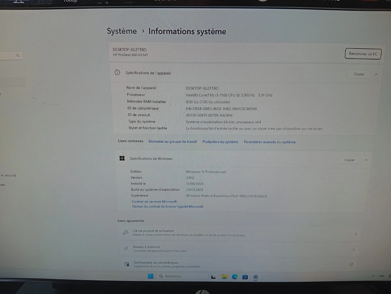 Pronetspace Product Image - PC COMPLET HP PRODESK i3-7éme + écran 20 pousse