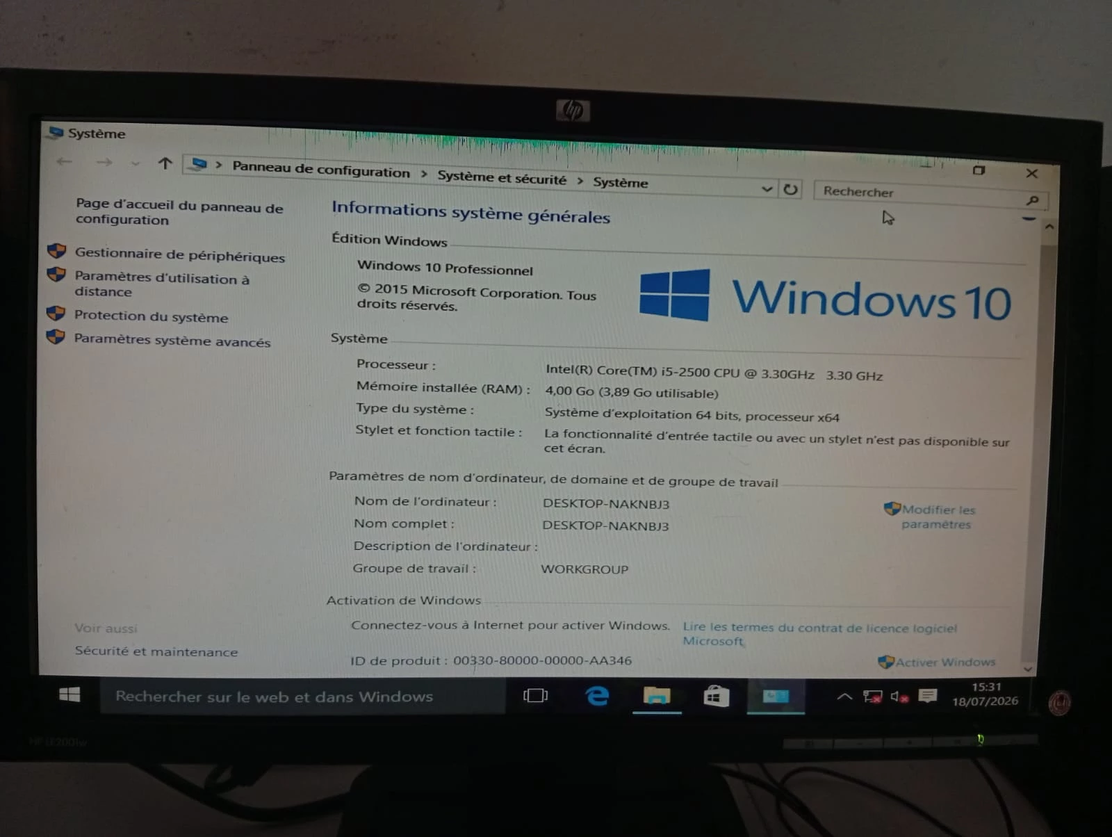 Pronetspace Product Image - PC COMPLET I5- 2éme de la Marque HP