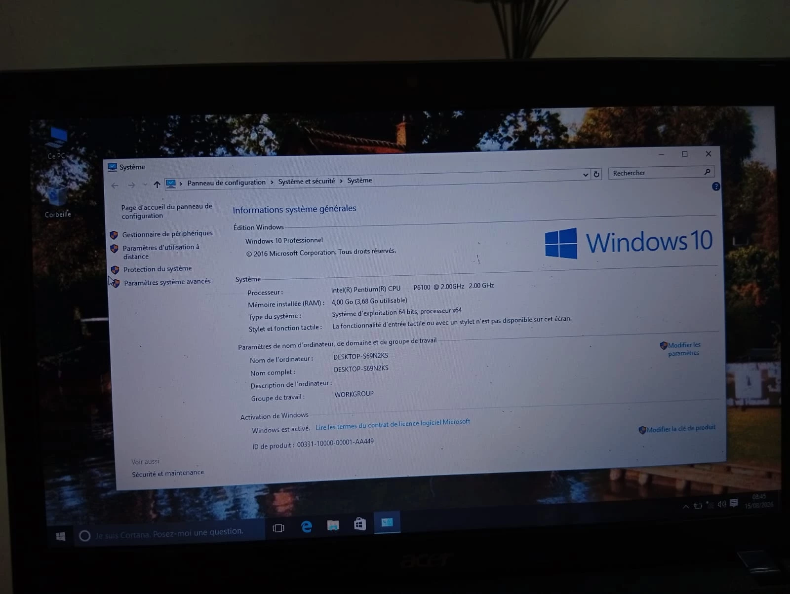 Pronetspace Product Image -  PC portable Acer – Windows 7 – 4 Go RAM